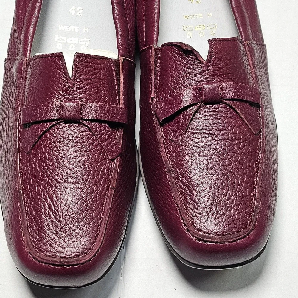 Vitaform Plum Red Leather Loafer Flats Bow Comfort Shoes Womens‎ EU 42/US 12